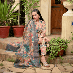 Florals & Printed By Hadar Official Stitched 3 Piece Lawn Collection-Luna - 3 PC printed