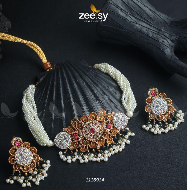 Maya Ali Necklace Sets Golden Red - Zeesy Jewellery