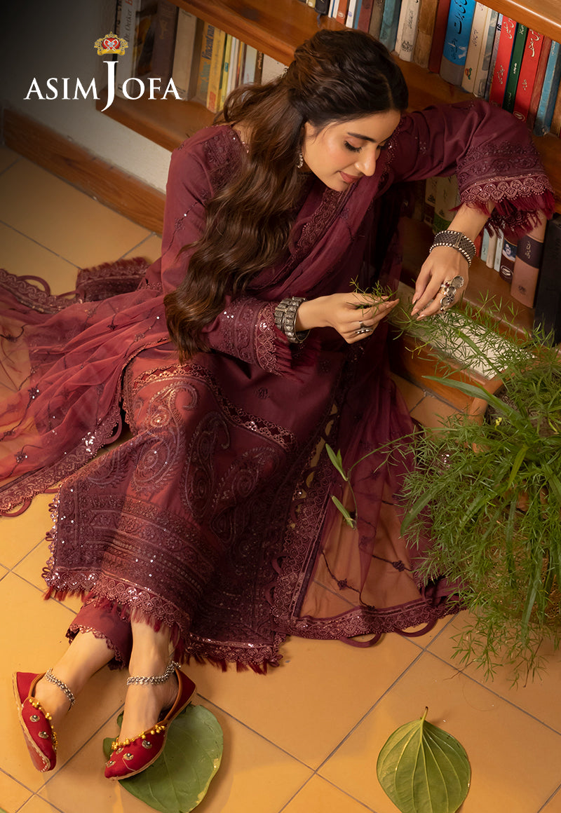 Asim Jofa Shadow Work '23 Ajsw-10 Embroidered Lawn Silk 3 Pcs