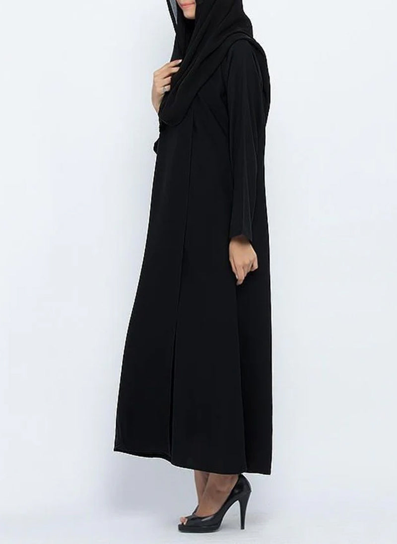 Hijab Ul Hareem Circular Collar Black Stylish Abaya 0117-P