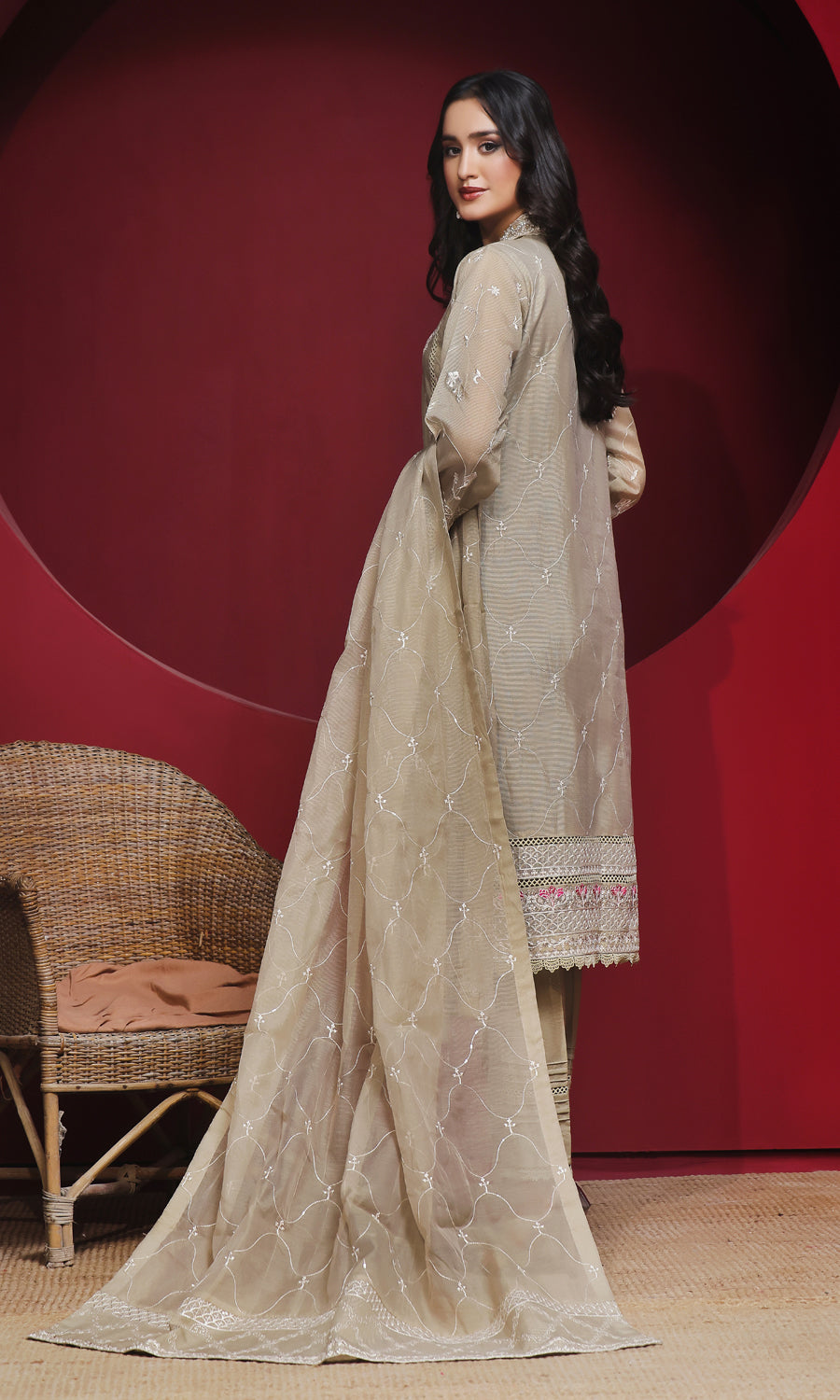 Shamooz Stitched 3 Piece Formals Collection'2025-Beige SEM-0752