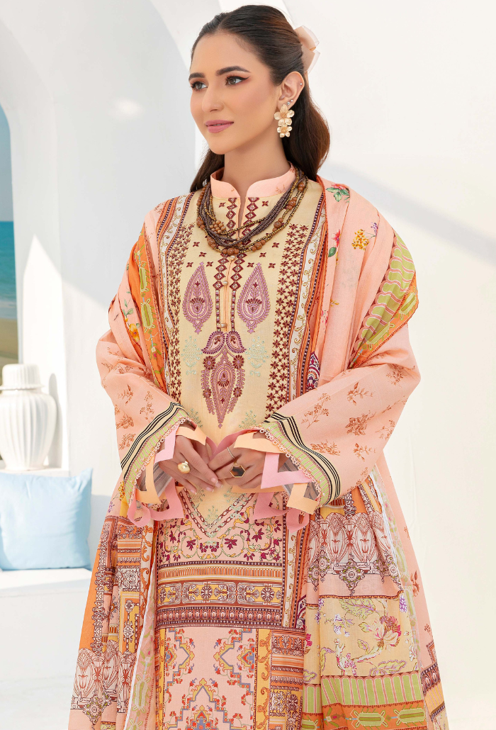 Saira Bano By Humdum Unstitched 3 Piece Emb Lawn Collection'2024