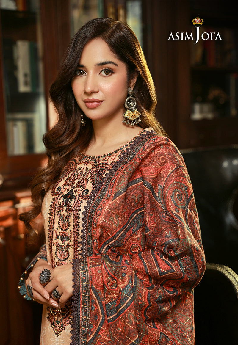 Asim Jofa Aira & Asra Pret Ajawp-03 Embroidered Karandi Stitched 3 Pcs