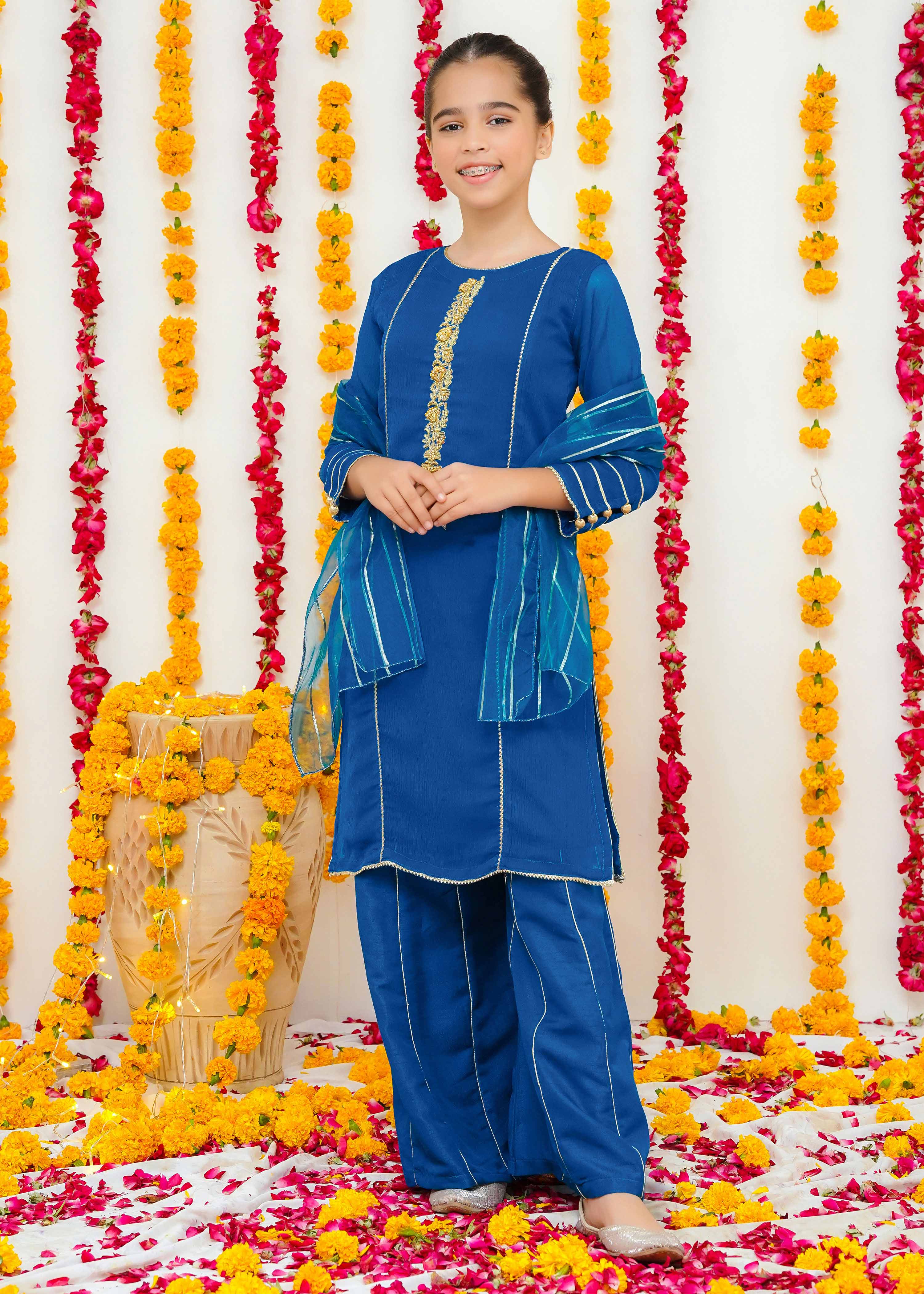 Modest Stitched 3 Piece Kids Formals Collection'2024-Falak