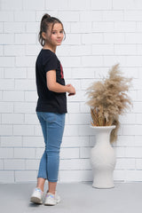 Sprinkles Stitched 1 Piece Summer Shirts Kids Collection'2025-Black Short Sleeves Glow Print Tee