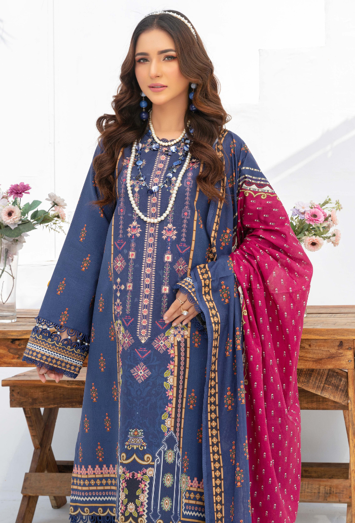 Saira Bano By Humdum Unstitched 3 Piece Emb Lawn Collection'2024