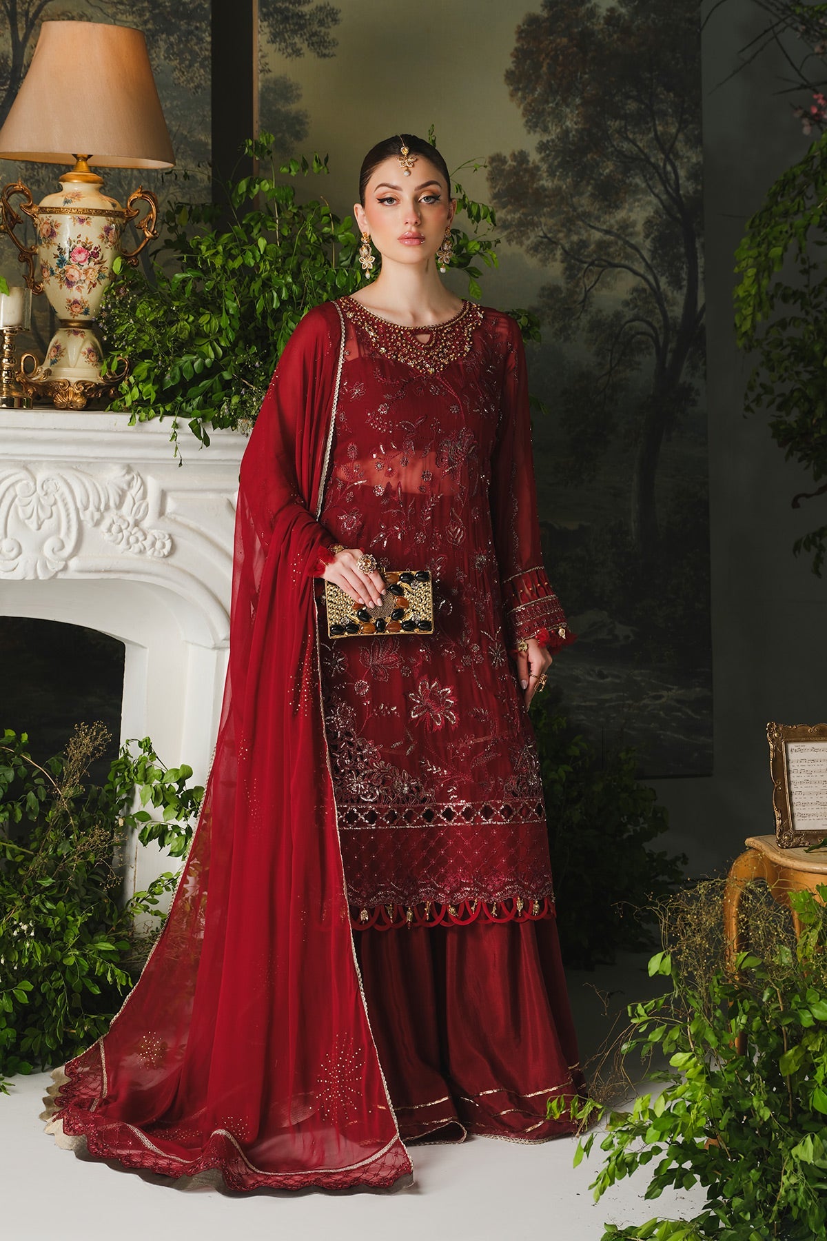 Ayla Paras By Pasha Unstitched 3 Piece Luxury Formals Collection'2024-PR106 : Berry