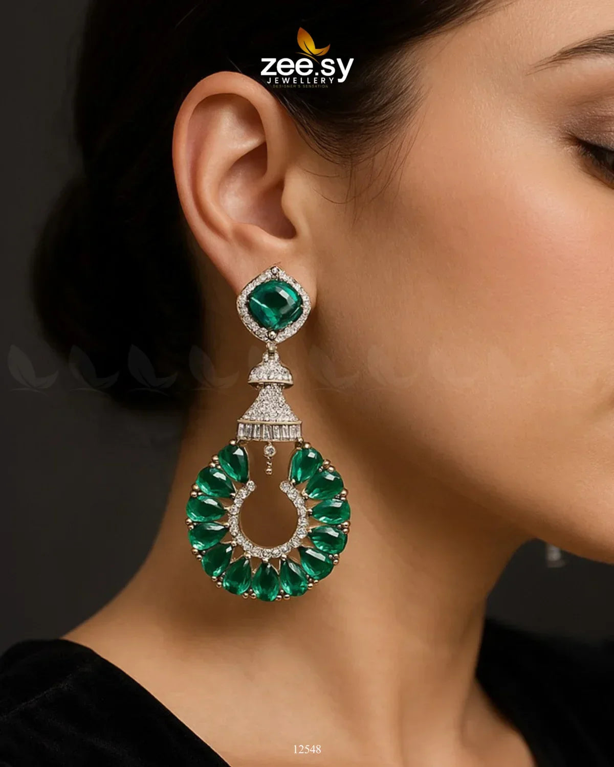 Decorative Earrings Golden Green - Zeesy Jewellery