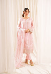 Zouj Unstitched 3 Piece Luxe Chiffon Edit Collection'2025-Cherry Blossom