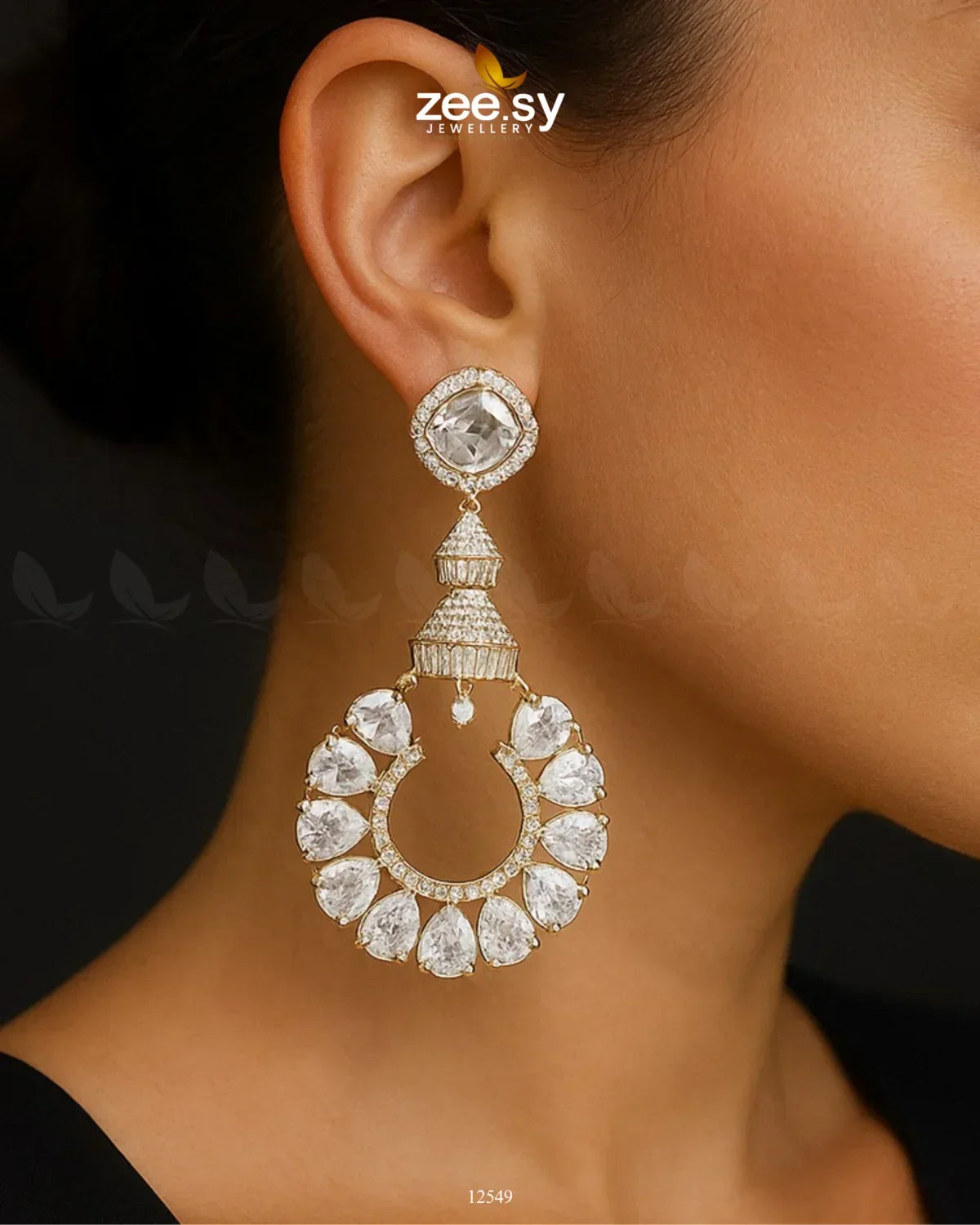 Decorative Earrings Golden White - Zeesy Jewellery