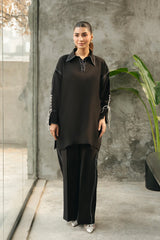 Suave By Mannat Clothing Stitched Formals Edit Suit-Obsidian