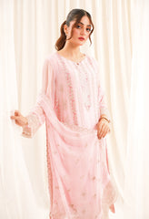 Zouj Unstitched 3 Piece Luxe Chiffon Edit Collection'2025-Cherry Blossom