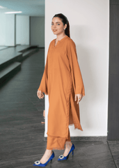 La Rosaa Stitched 2 Piece Basics Winter Collection'2024-Terracotta 2Pc