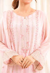 Zouj Unstitched 3 Piece Luxe Chiffon Edit Collection'2025-Cherry Blossom