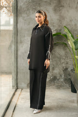 Suave By Mannat Clothing Stitched Formals Edit Suit-Obsidian