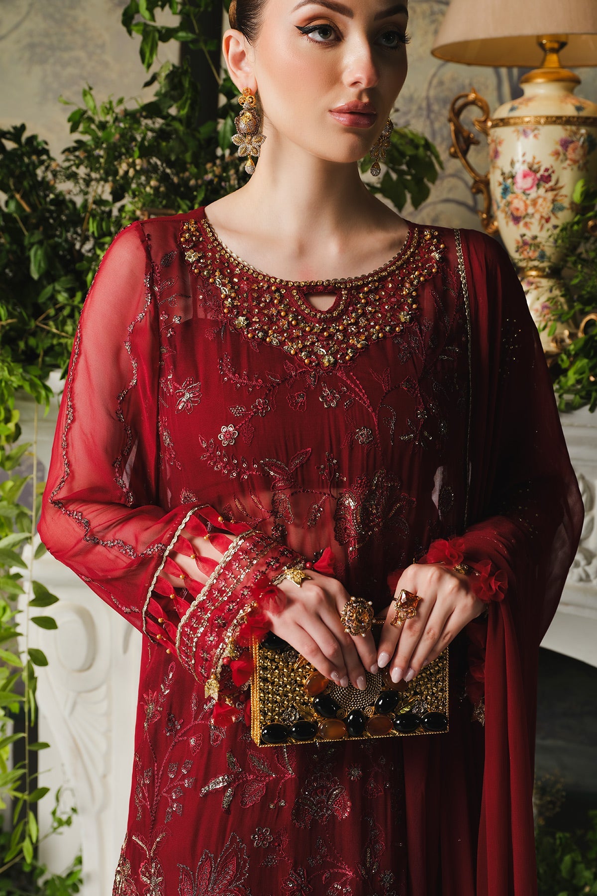 Ayla Paras By Pasha Unstitched 3 Piece Luxury Formals Collection'2024-PR106 : Berry