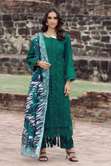 Gulmina Unstitched 3 Piece Luxury Lawn Vol-02 Suit-Emerald Drape With Open Shirt