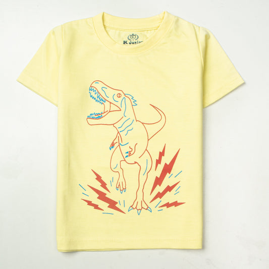 Kjunction Boys Half Sleeves-Printed T-Shirt (Dino)