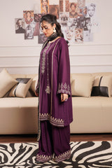 Modern Modesty By G Basics Gulmina Stitched 3 Piece Winter Suit-LILAC (3PC)