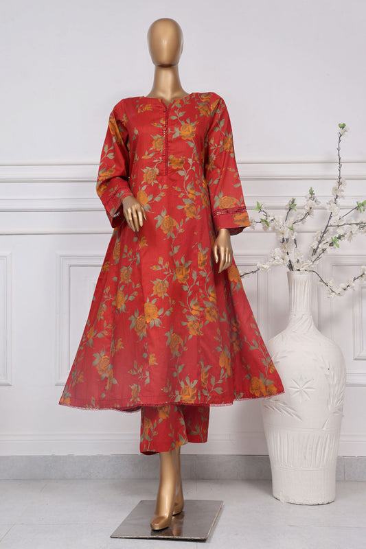 Sada Bahar Stitched 2 Piece Peplum Frock Collection-D-4929-Rust