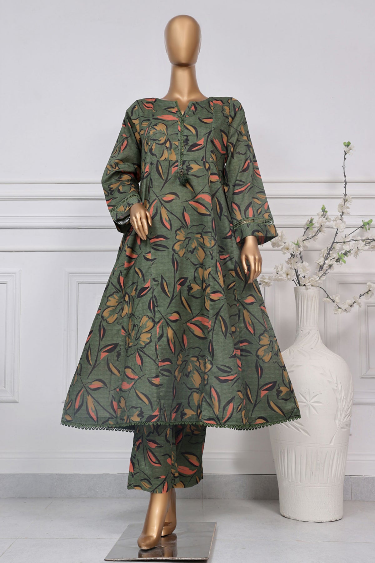 Sada Bahar Stitched 2 Piece Peplum Frock Collection-D-4937-Green