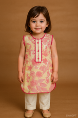 Hiba Fashion Pastel green and pink 2 PC Lawnsuit (BFT-006)