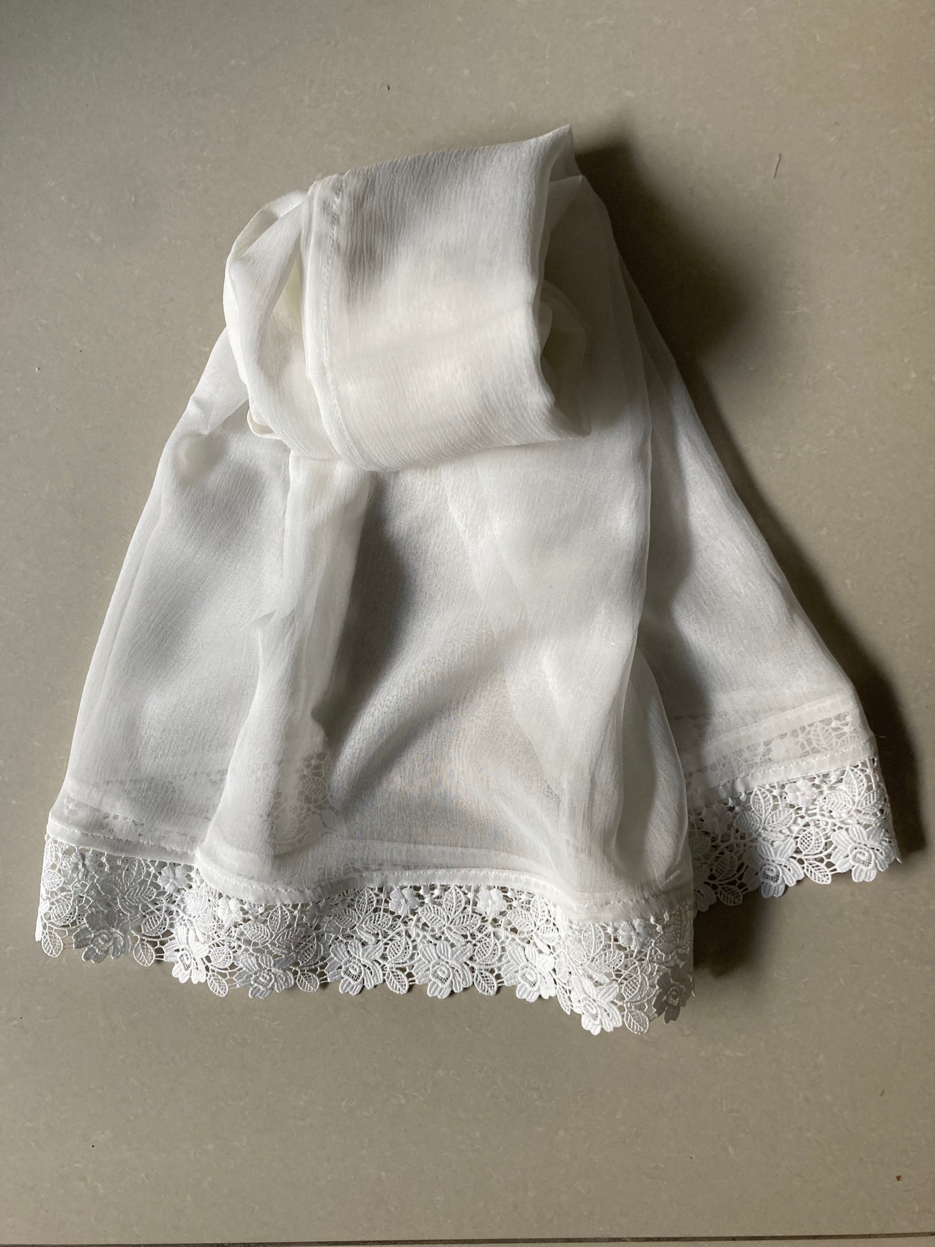 Deck Up Chiffon Dupatta - White - D#10