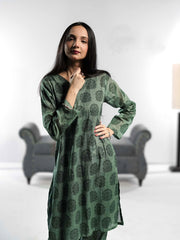 Ahlam Soft Cambric Stitched-Stone pine Co-ord set Collection'2024