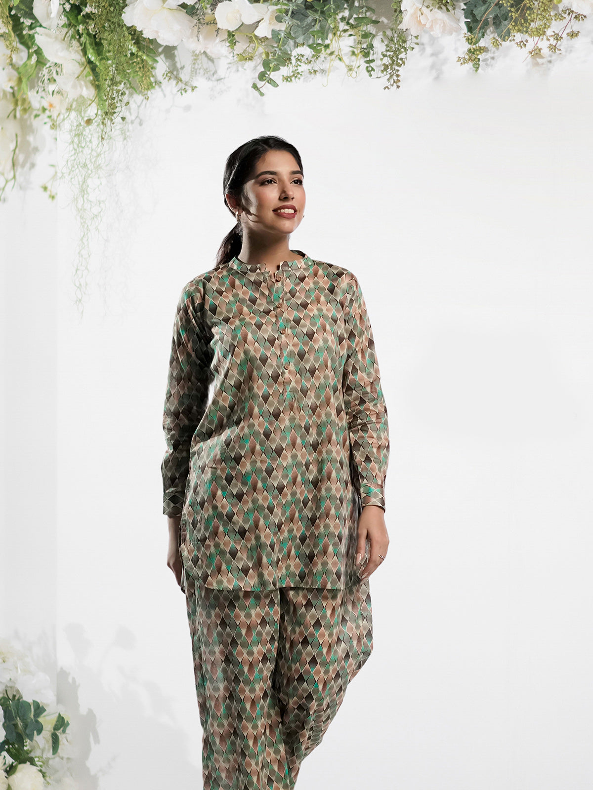 Ahlam Soft Cambric Stitched-Color Splash Co-ord Set Collection'2024