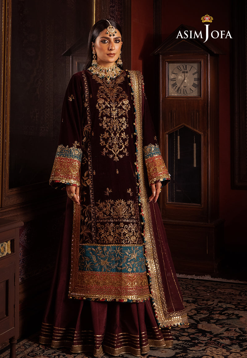 Asim Jofa Designers Limited Edition Ajmmd-09 Embroidered Velvet 3 Pcs