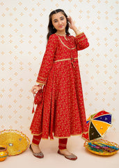 Modest Stitched 3 Piece Cotton Summer Kids Collection'2025-Gul-e-Laal