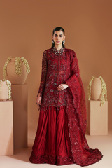 Celestique By Emaan Adeel Unstitched 3 Piece Wedding Formals Suit-SCARLET