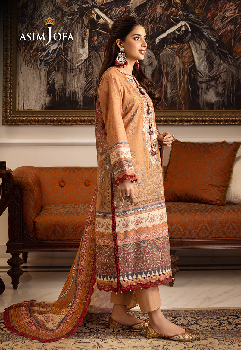 Asim Jofa Aira & Asra Winter Shawl Collection Ajiw-10 Embroidered Karandi 3 Pcs