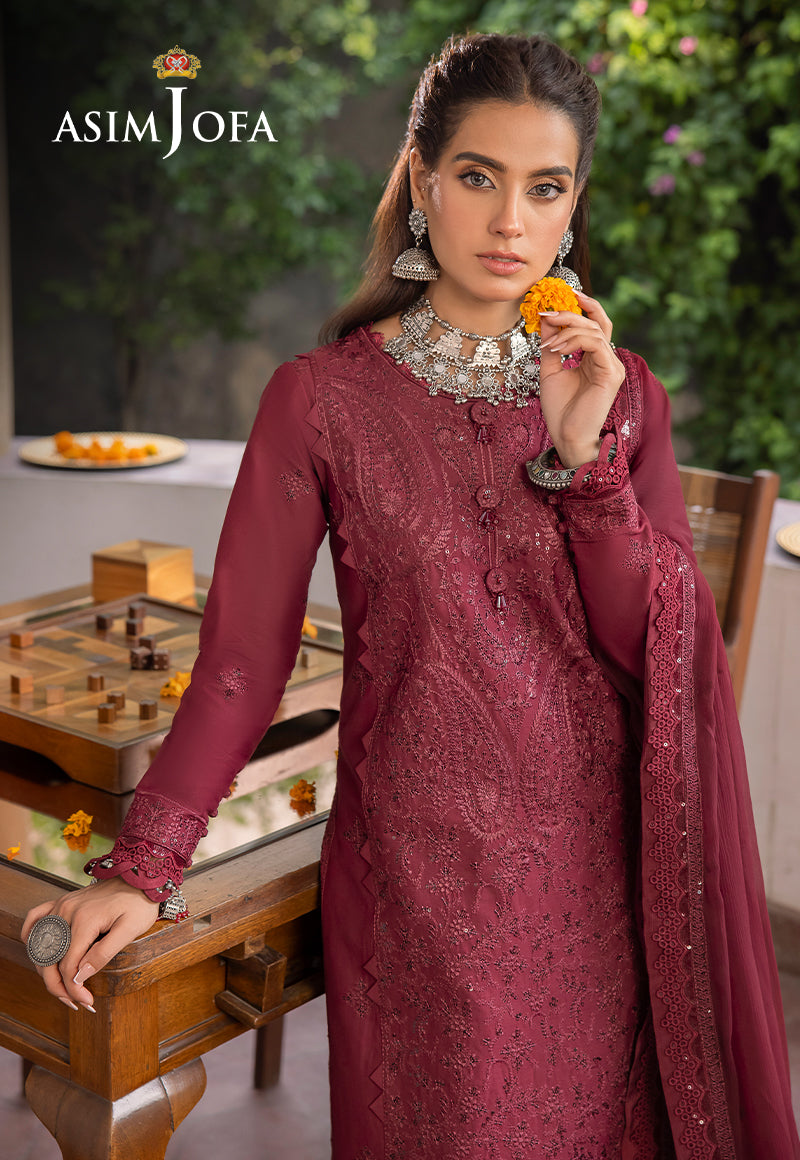 Asim Jofa Shadow Work '23 Ajsw-02 Embroidered Poly Viscose 3 Pcs