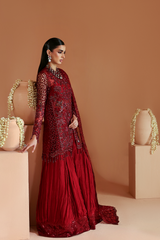 Celestique By Emaan Adeel Unstitched 3 Piece Wedding Formals Suit-SCARLET