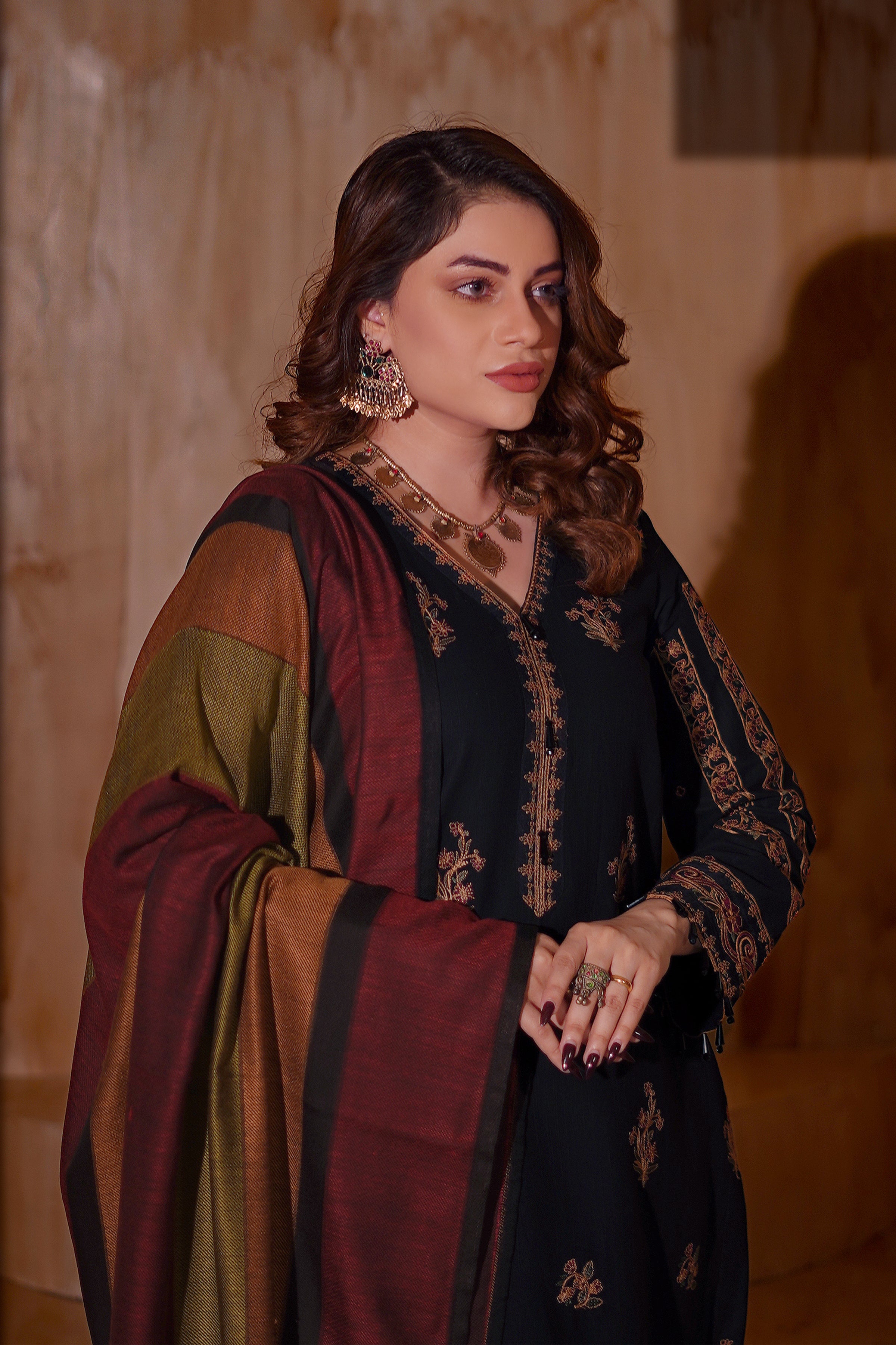 Aayra Stitched Winter Collection'2025-AY1143 - Smoky Black 3Pc
