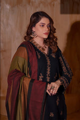 Aayra Stitched Winter Collection'2025-AY1143 - Smoky Black 3Pc
