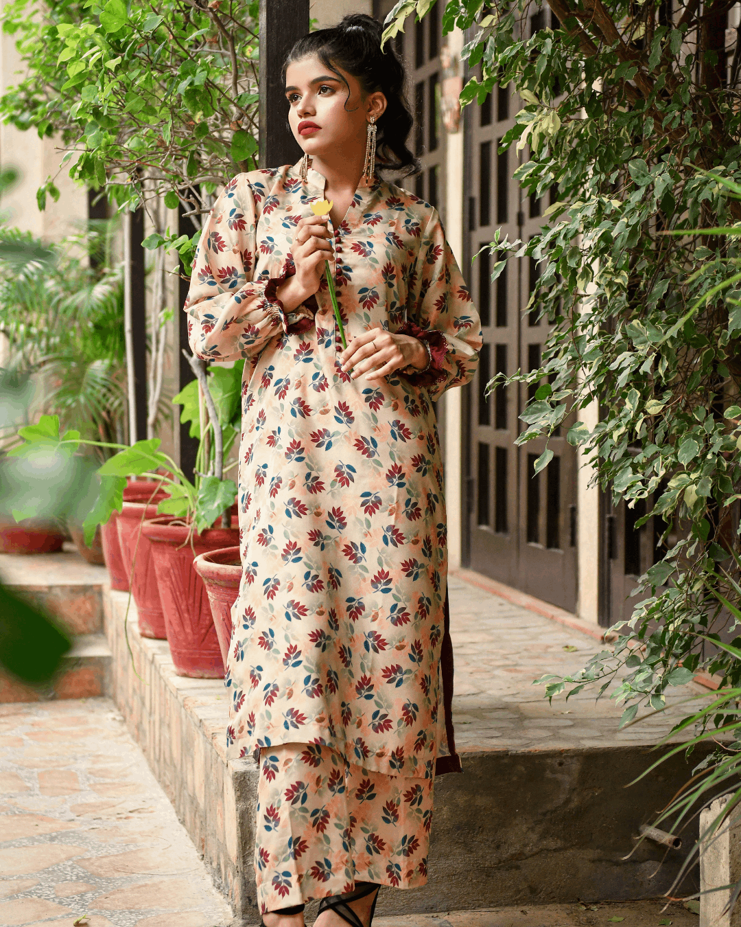 Florals & Printed By Hadar Official Stitched 3 Piece Lawn Collection-Sable - 3 PC printed