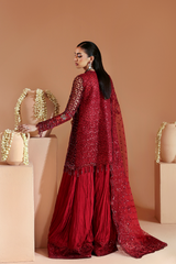 Celestique By Emaan Adeel Unstitched 3 Piece Wedding Formals Suit-SCARLET