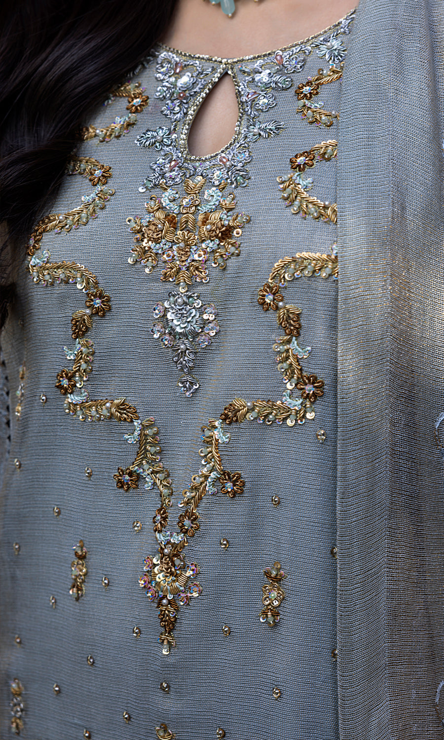 Shamooz Stitched 3 Piece Formals Collection'2025-Dusty Grey SEM-0763