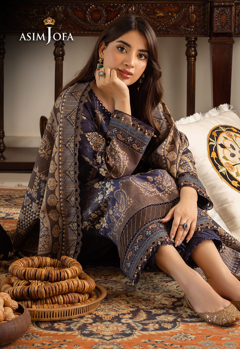Asim Jofa Designers Limited Edition Ajiwd-05 Printed Khaddar 3 Pcs