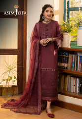 Asim Jofa Shadow Work '23 Ajsw-10 Embroidered Lawn Silk 3 Pcs