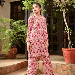 Florals & Printed By Hadar Official Stitched 3 Piece Lawn Collection-Ember - 3 PC printed