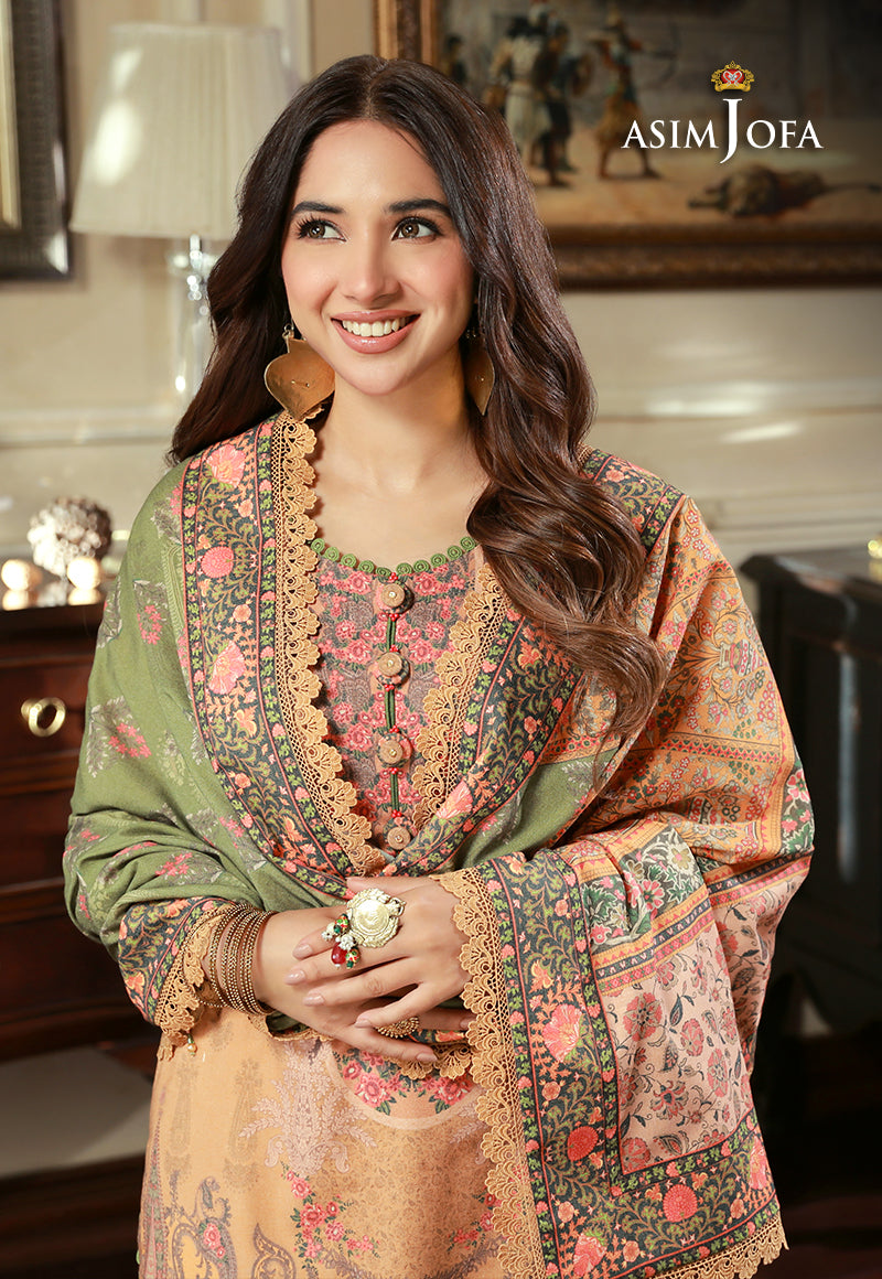 Asim Jofa Aira & Asra Pret Ajawp-12 Printed Karandi Stitched 3 Pcs