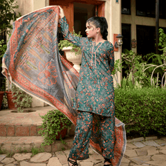 Florals & Printed By Hadar Official Stitched 3 Piece Lawn Collection-Ayte - 3 PC printed