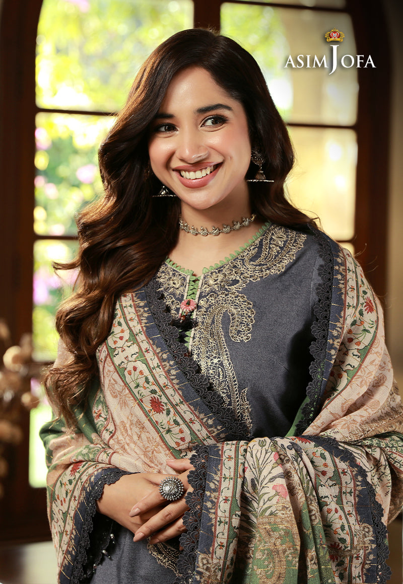 Asim Jofa Aira & Asra Winter Shawl Collection Ajaw-06 Embroidered Karandi 3 Pcs