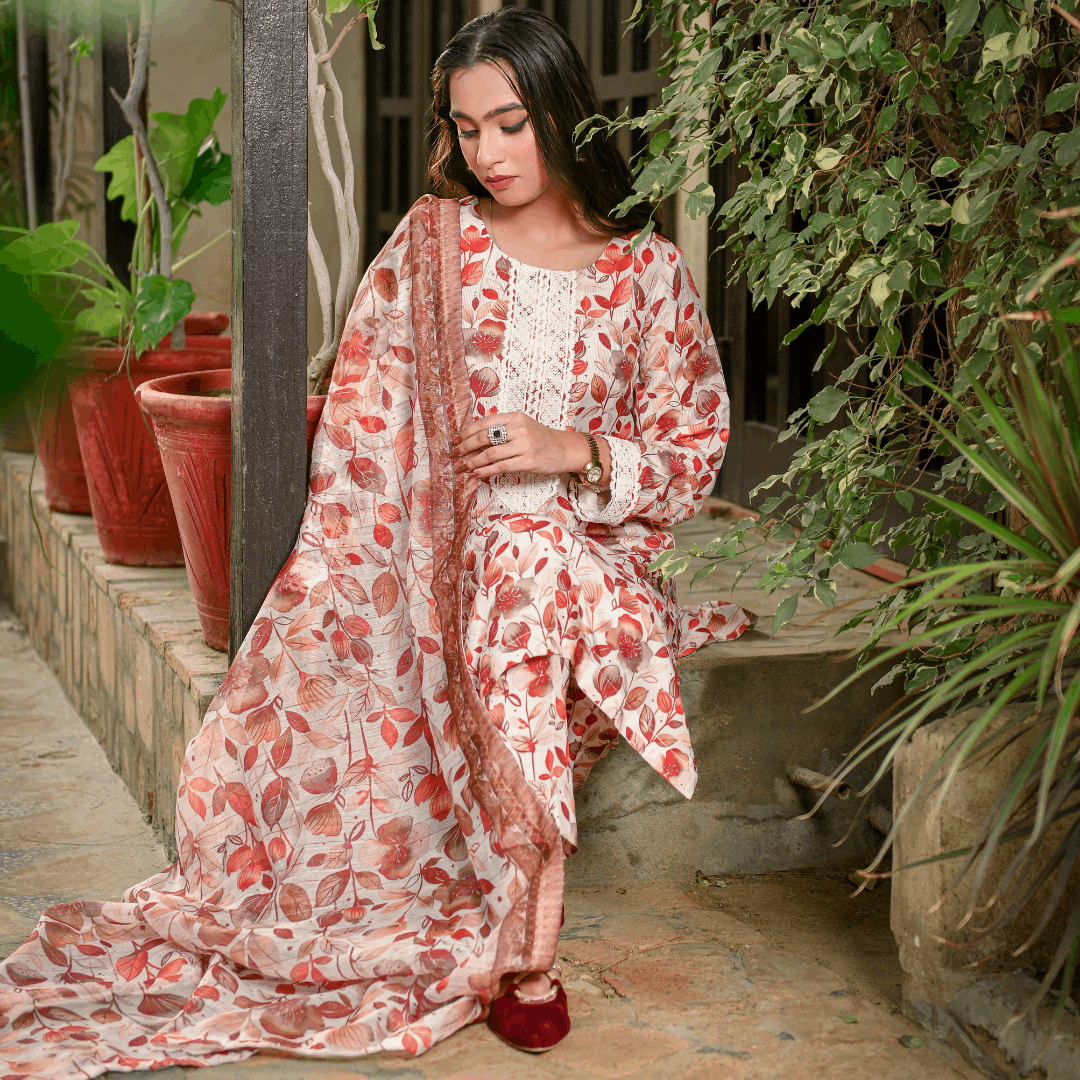 Florals & Printed By Hadar Official Stitched 3 Piece Lawn Collection-Ivy - 3 PC printed