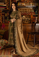 Asim Jofa Kashmiri Taanka - Embroidered Shawl collection Ajkt-07 Embroidered Slub Raw Silk 3 Pcs