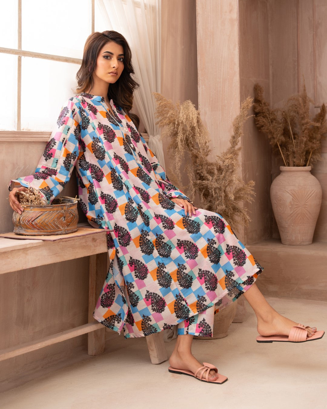 Ayla Studio Stitched PRINTED ESSENTIAL CO-ORD - Funky Vibes