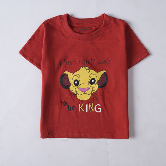 Kjunction Boys Half Sleeves-Printed T-Shirt (Simba)